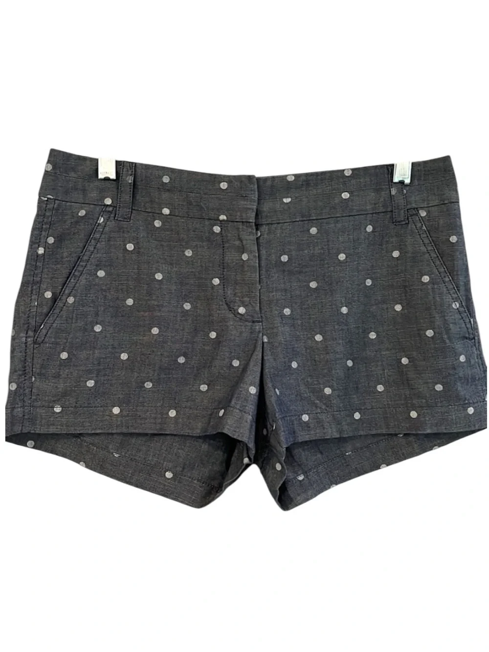J. CREW LOW RISE SHORTS BLUE WITH WHITE POLKA DOTS SIZE 4